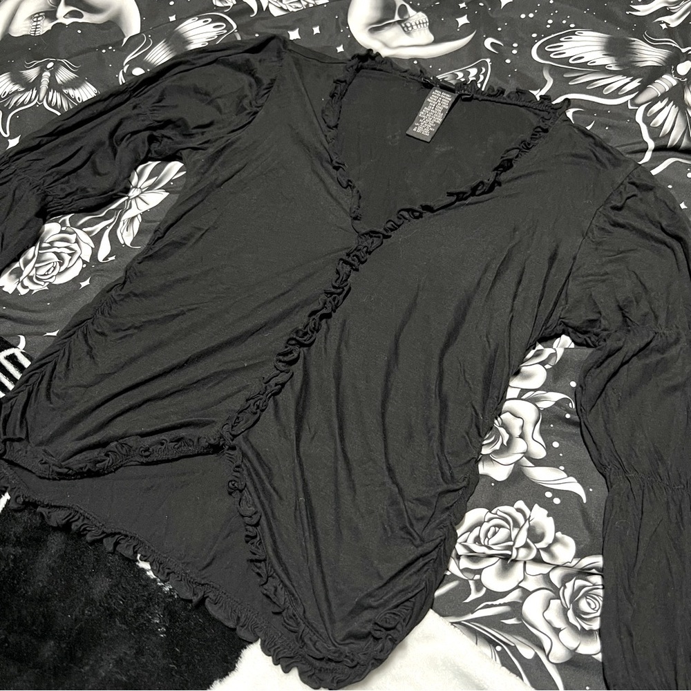 Kenneth Cole Gothic Ruffle Top, Med